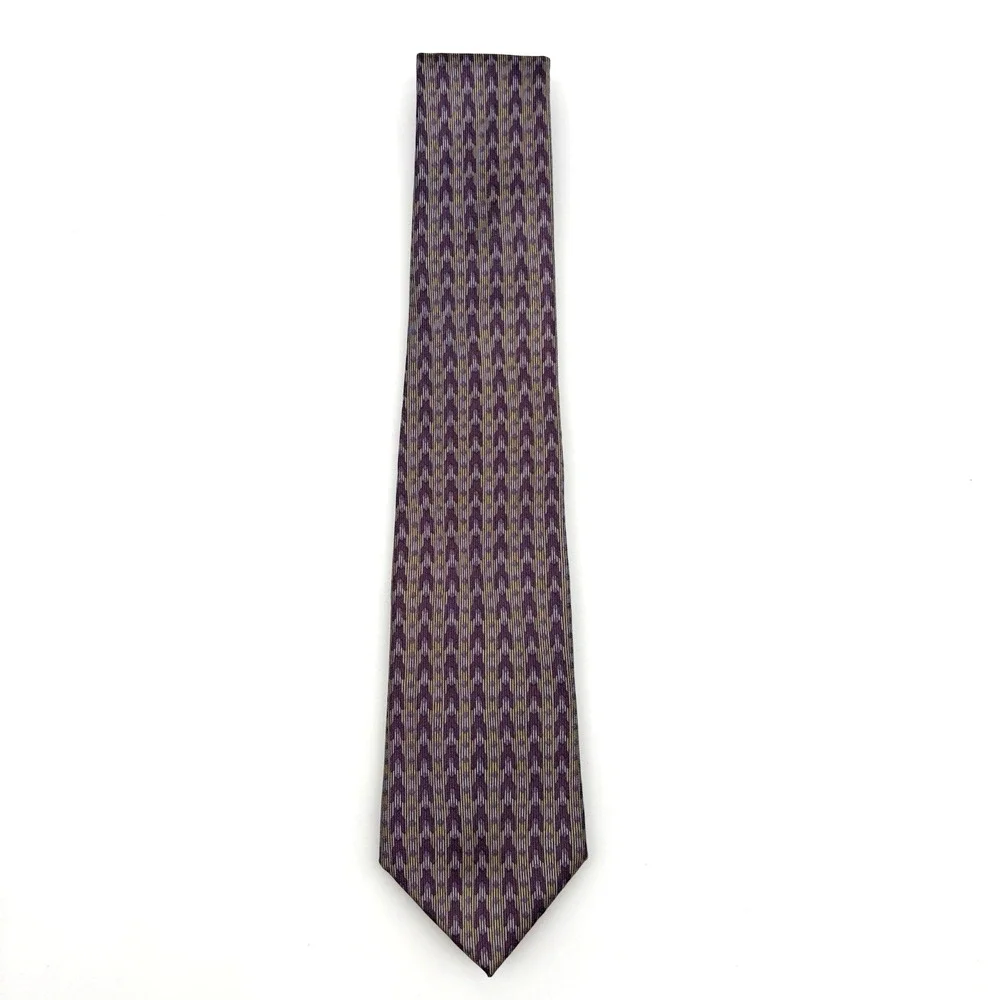 Vintage 80s Henry Grethel 100% Silk Slip-stitch Lavender Abstract Necktie 57